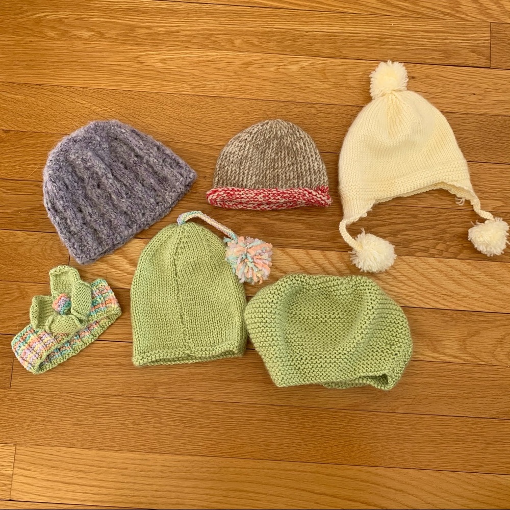 Hand-knit baby hats - 0-6 months